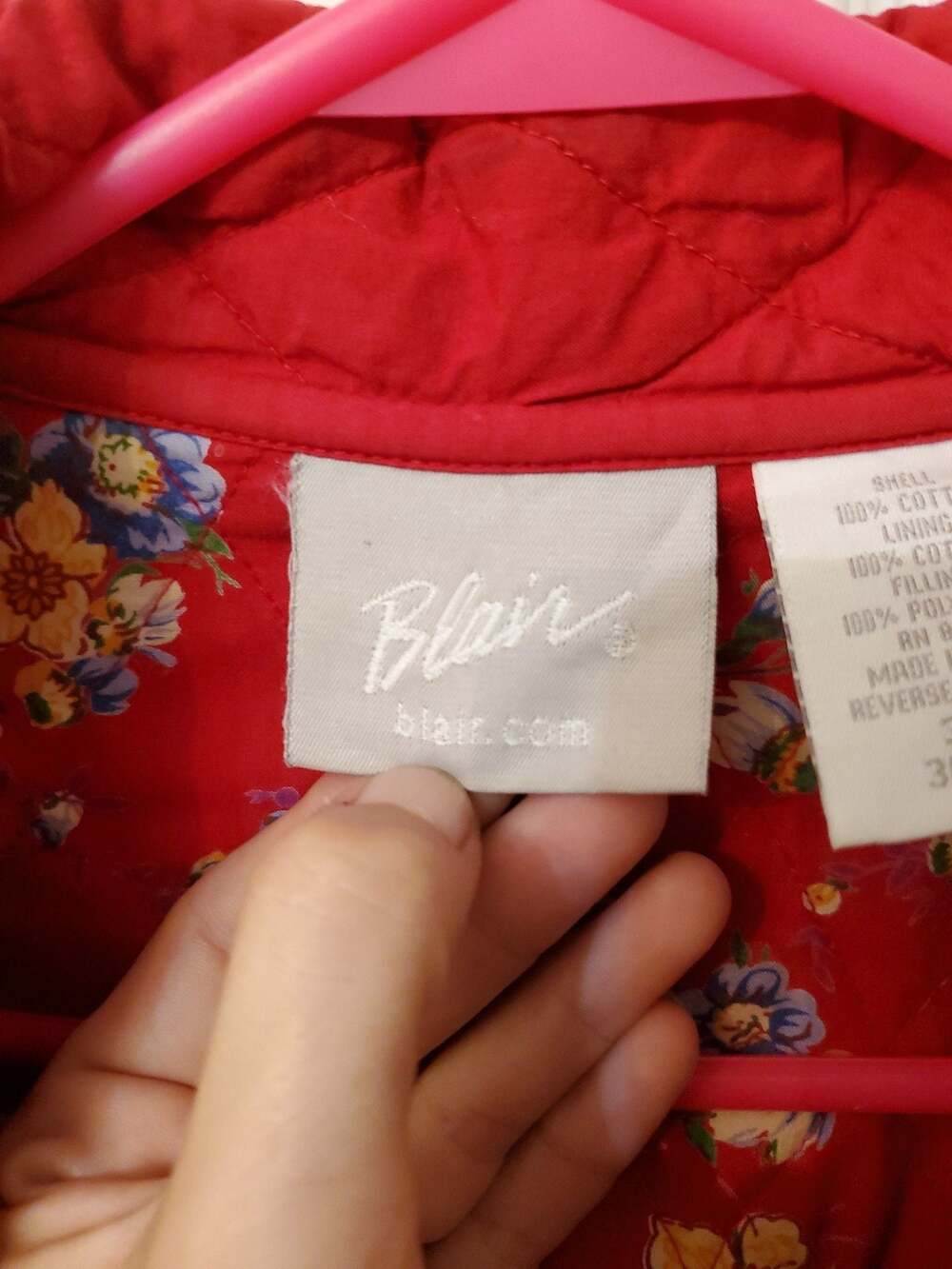 Blair Red Quilted Floral Lined Jacket Coat Women's Size 3XL - Picture 4 of 6